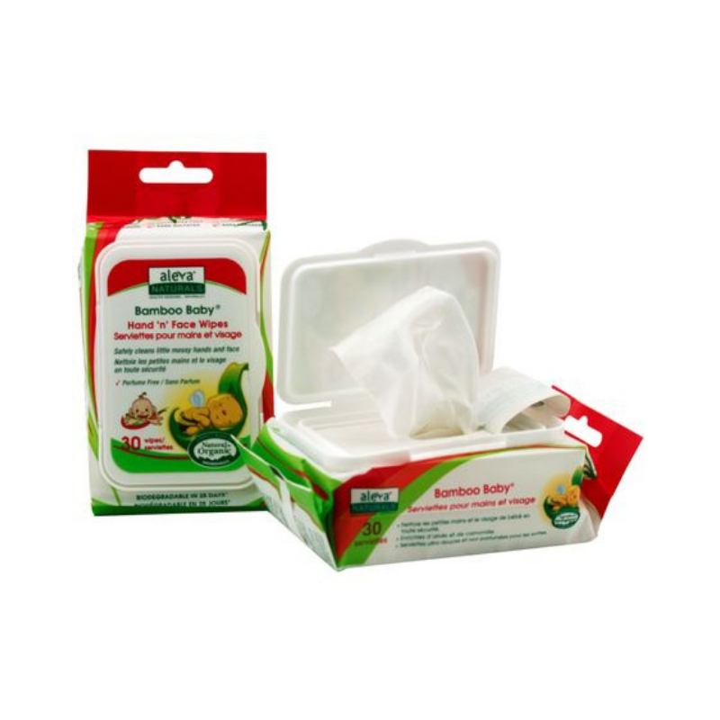Aleva Naturals Servetele umede din fibre de bambus pentru maini si fata