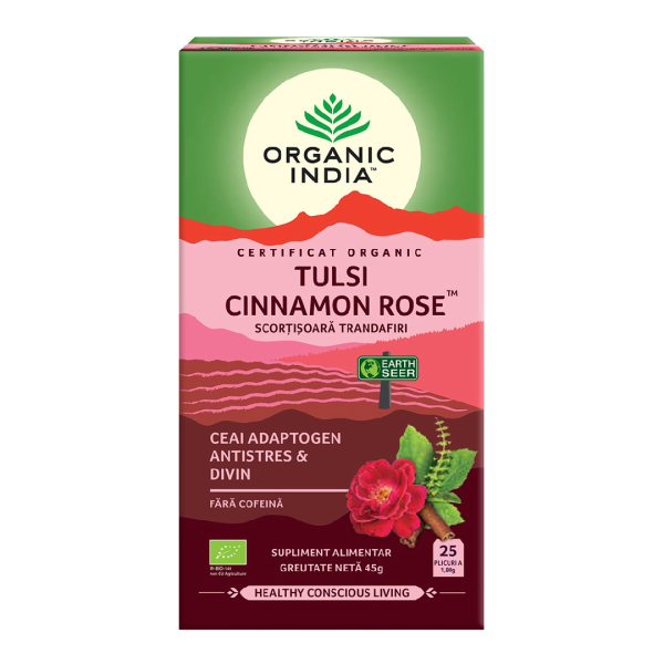 Ceai Bio Tulsi Scortisoara Ceylon si Trandafir
