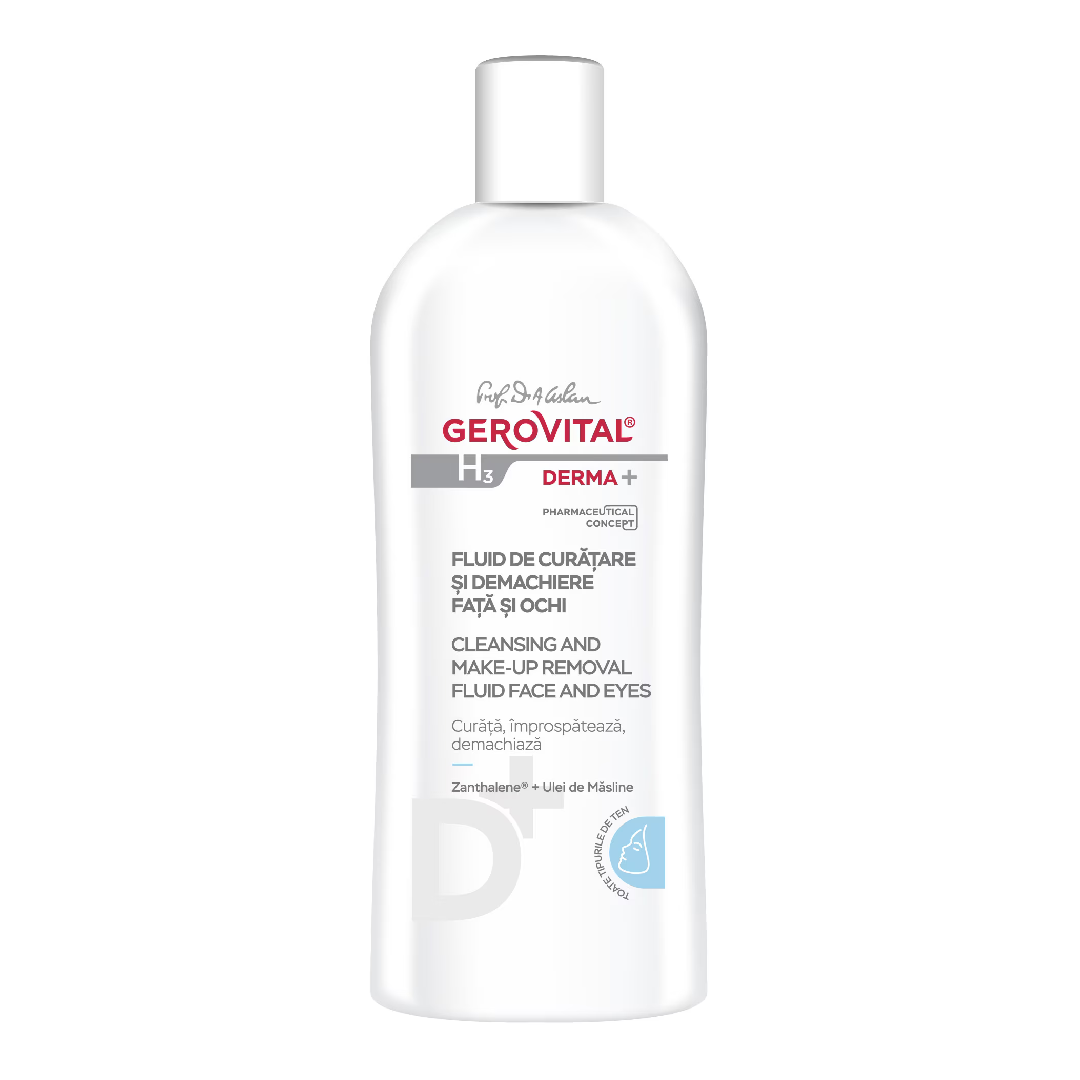 Fluid de curatare si demachiere fata si ochi H3 Derma+