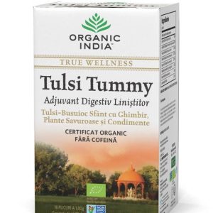 ORGANIC INDIA Ceai Digestiv Tulsi (Busuioc Sfant) Tummy cu Ghimbir