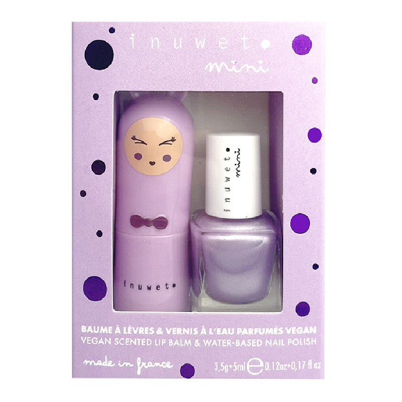 Set copii Balsam de buze cu parfum de bezea & oja cu parfum de coacaze