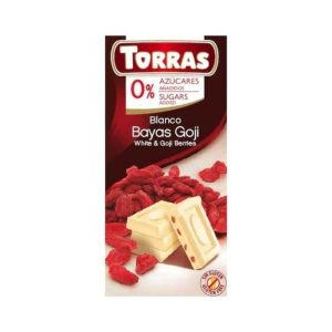 TORRAS Ciocolata alba cu fructe Goji fara zahar si gluten